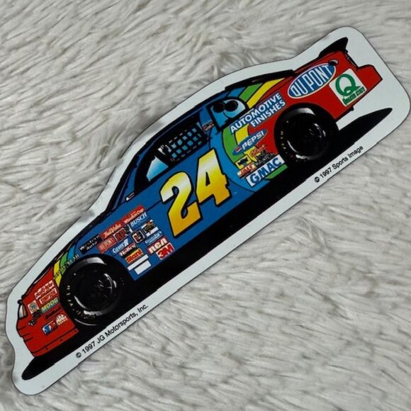 Vintage Jeff Gordon Nascar Heart -Shaped Tin + Dupont 24 Racing Car Magnet Set - Picture 9 of 14